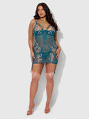 NOVA BLACKLIGHT CHEMISE SET JADED BLUE / S
