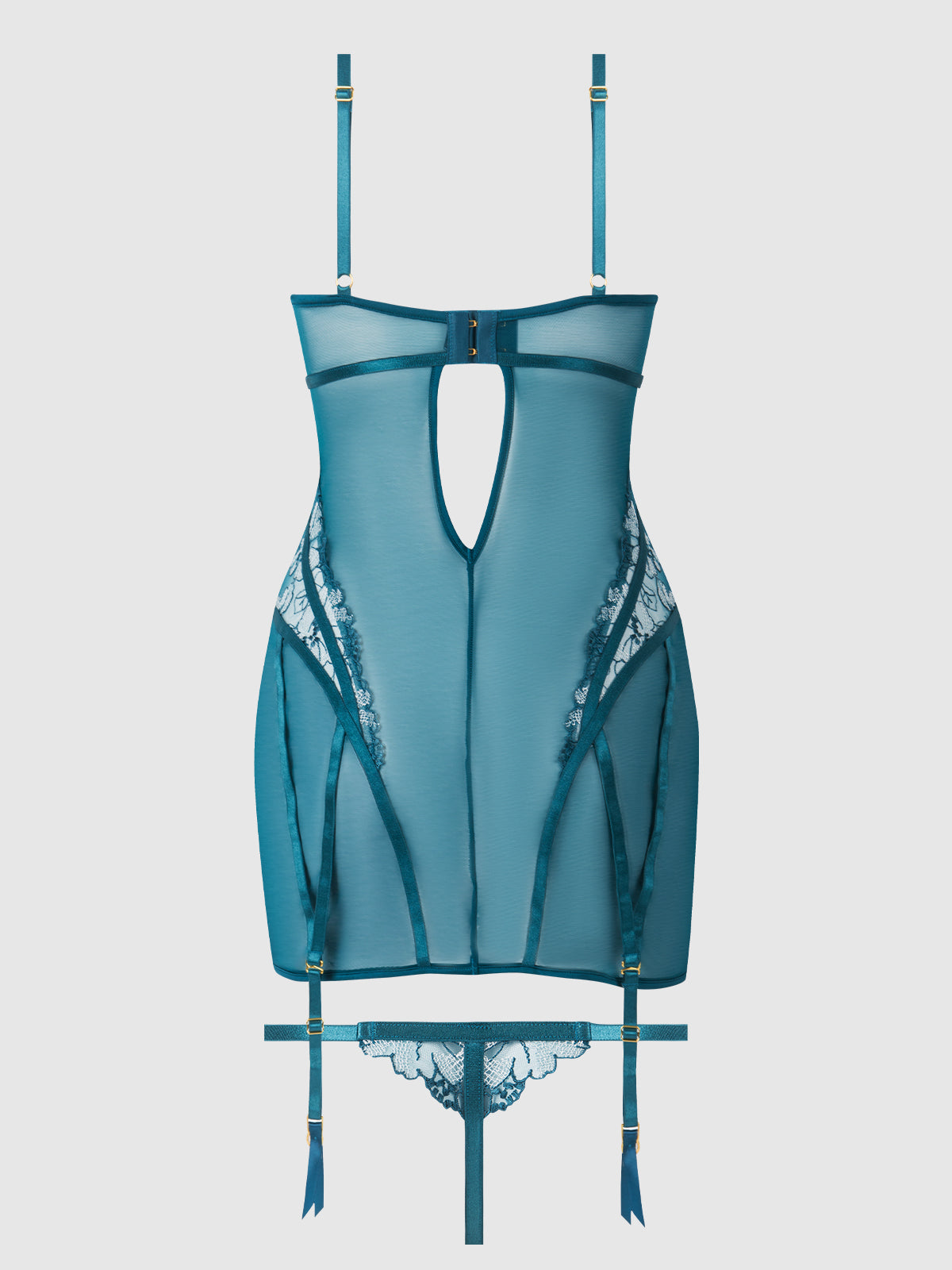 NOVA BLACKLIGHT CHEMISE SET JADED BLUE / S