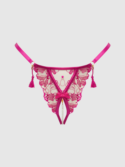 NOVA BLACKLIGHT LACE CROTCHLESS PEARL G-STRING