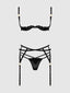 ASHLEY ALEXISS LACE OPEN CUP BRA, G-STRING & GARTER SET