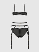 ASHLEY ALEXISS LACE DEMI BRA, BIKINI & GARTER SET