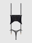 SNAKE VELVET-BURNOUT MESH BUSTIER & THONG SET