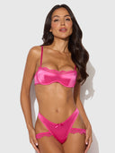 ISSADORA OILSLICK & LACE PUSH UP BRA & STRAPPY BACK TANGA