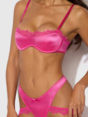 ISSADORA OILSLICK & LACE PUSH UP BRA & STRAPPY BACK TANGA