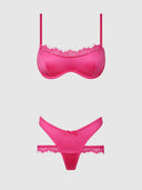 ISSADORA OILSLICK & LACE PUSH UP BRA & STRAPPY BACK TANGA