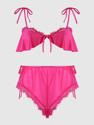 ISSADORA OILSLICK & LACE DROP OFF FLOUNCE TOP & PANTY