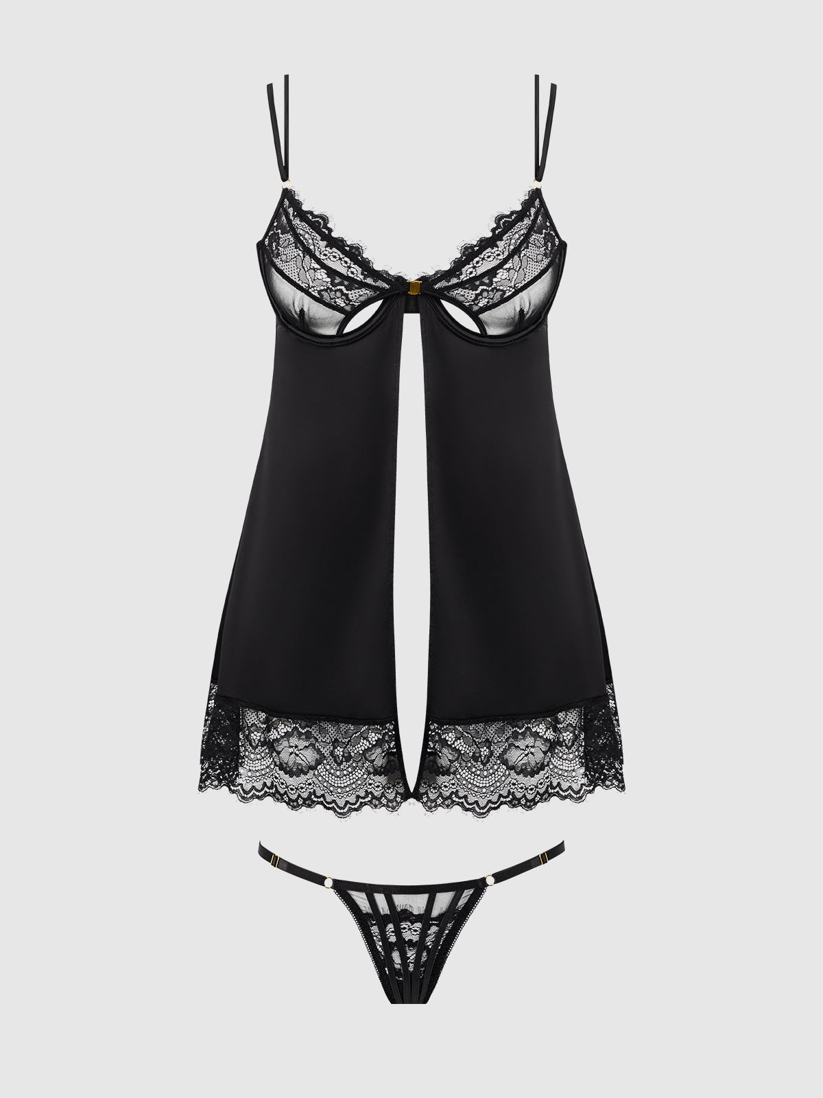 ISSADORA BABYDOLL SET BLACK / S