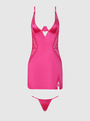 ISSADORA OILSLICK & LACE UNDERWIRE CHEMISE SET