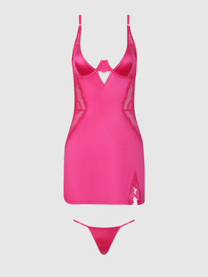 ISSADORA OILSLICK & LACE UNDERWIRE CHEMISE SET