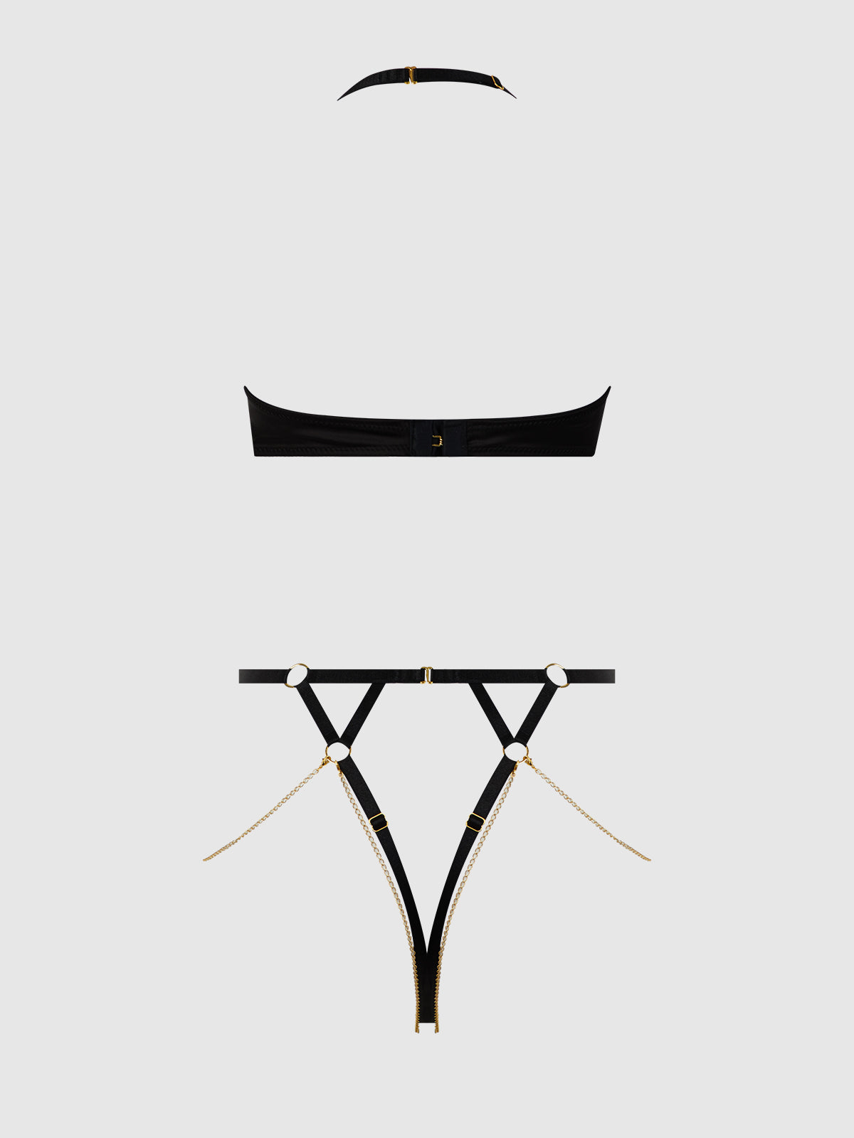 EVE LACE & CHAIN OPEN CUP & CROTCHLESS HARNESS TEDDY