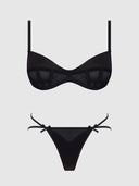 BRIGETA SATIN & MESH CORSETTED BRA & OPEN BACK HIPSTER SET