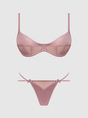BRIGETA SATIN & MESH CORSETTED BRA & OPEN BACK HIPSTER SET