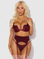 BRIGETA SATIN DEEP PLUNGE PUSH UP BRA, GARTER & THONG SET