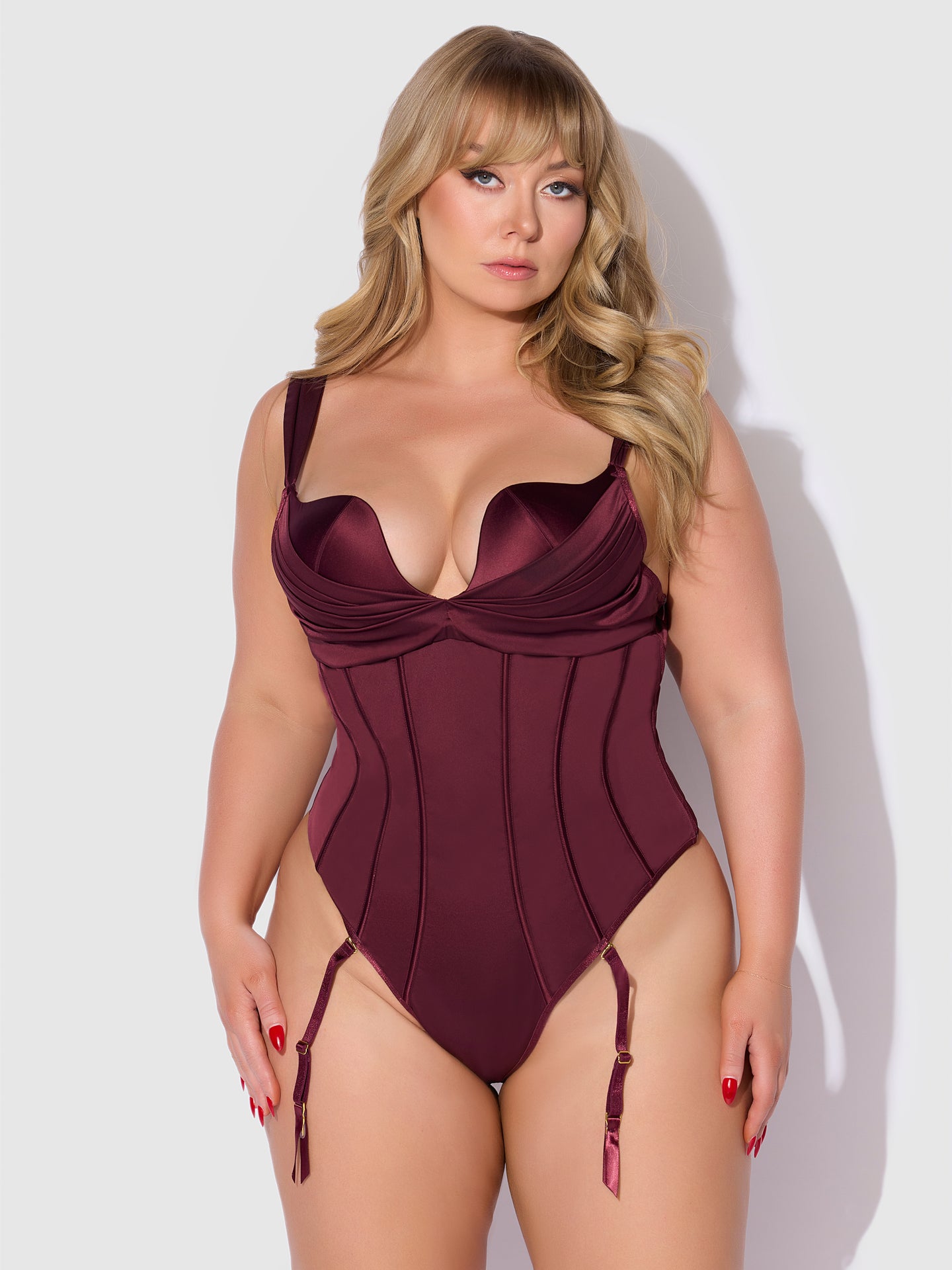 BRIGETA SATIN DRAPED PUSH UP TEDDY