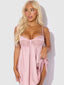 BRIGETA SATIN & MESH CORSETTED BABYDOLL & G-STRING SET