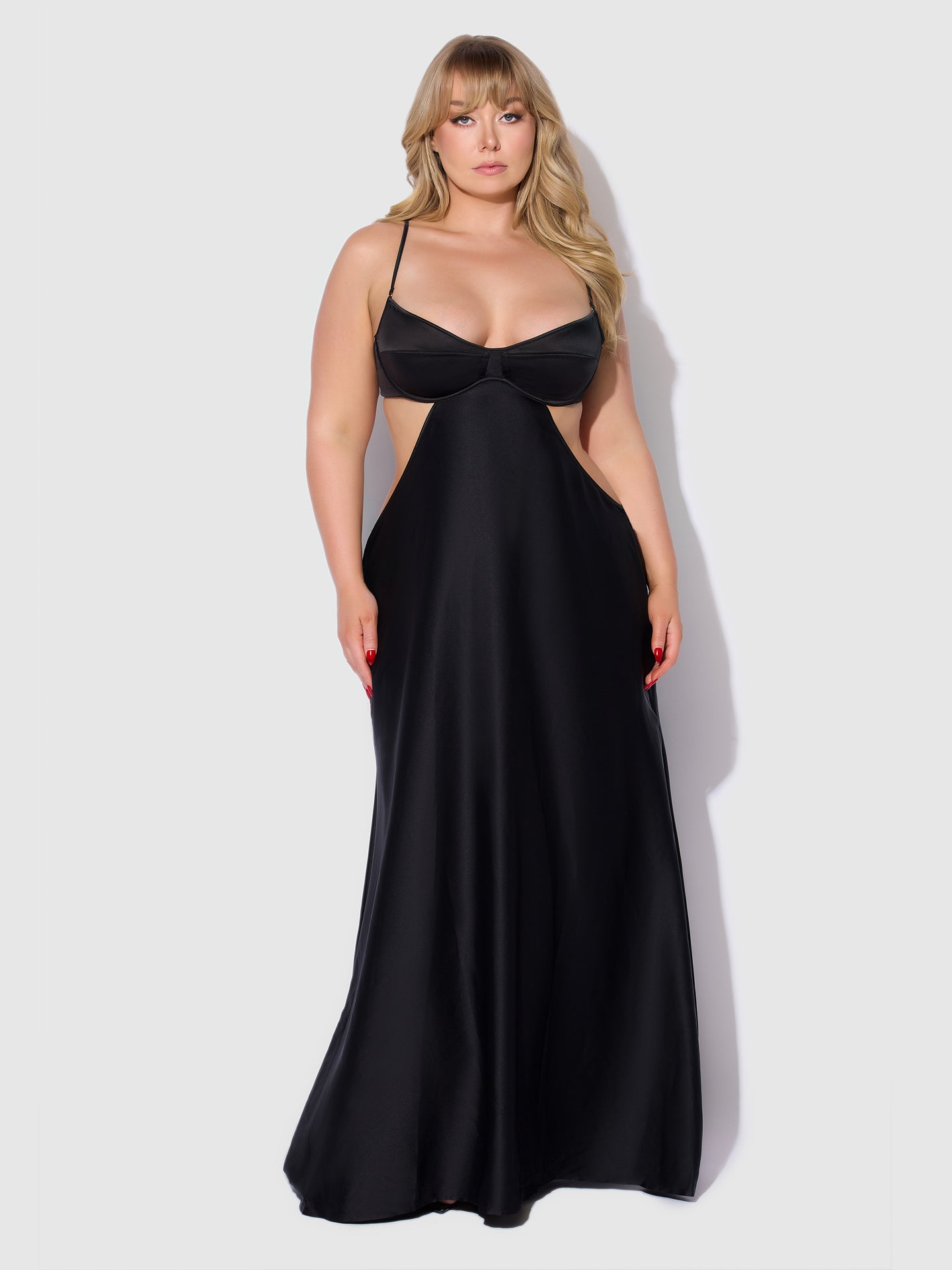 BRIGETA SATIN MONO WIRE LONG GOWN