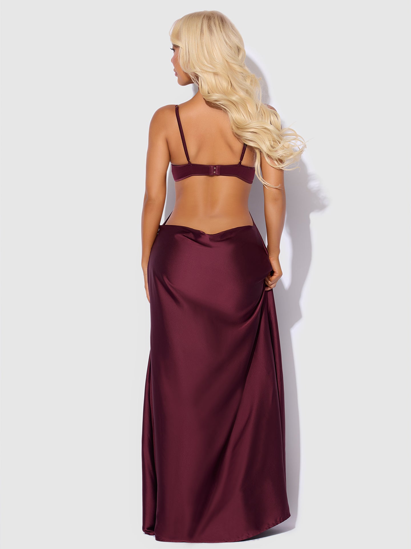 BRIGETA SATIN MONO WIRE LONG GOWN