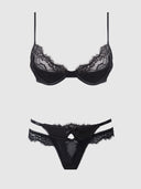 MADELINE SATIN & LACE PUSH UP BRA & G-STRING SET