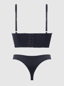 HARPER EMBROIDERED MESH & MICRO LONGLINE BRA & THONG SET
