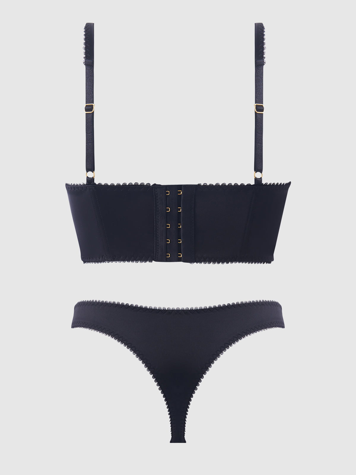 HARPER EMBROIDERED MESH & MICRO LONGLINE BRA & THONG SET