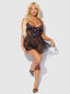 HARPER EMBROIDERED MESH DROP WAIST BABYDOLL & G-STRING SET