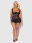 HARPER EMBROIDERED MESH SIDE CINCH CHEMISE & G-STRING SET