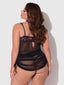 HARPER EMBROIDERED MESH SIDE CINCH CHEMISE & G-STRING SET