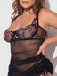 HARPER EMBROIDERED MESH SIDE CINCH CHEMISE & G-STRING SET