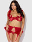 MARILYN FEATHER & MESH OPENABLE BRA, GARTER, & G-STRING SET