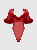 MARILYN MARABOU & MESH BELL-SLEEVED BODYSUIT