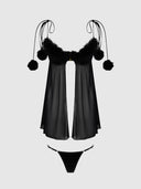 MARILYN MARABOU & MESH BABYDOLL & G-STRING SET