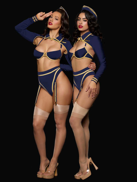 FLYING HIGH PILOT BRA TOP, HIWAIST PANTY & HAT SET