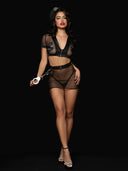 UNDER ARREST MESH TOP, OPEN BACK SKIRT, & CUFFS SET