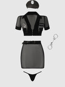 UNDER ARREST MESH TOP, OPEN BACK SKIRT, & CUFFS SET