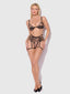 DELILAH EMBROIDERED PUSH UP BRA, GARTER & THONG SET