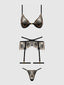 DELILAH EMBROIDERED PUSH UP BRA, GARTER & THONG SET