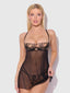 DELILAH EMBROIDERED & MESH MONOWIRE BABYDOLL SET