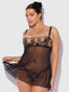 DELILAH EMBROIDERED & MESH MONOWIRE BABYDOLL SET