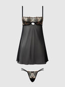 DELILAH EMBROIDERED & MESH MONOWIRE BABYDOLL SET