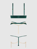 EVANGELINE SATIN & CHAIN BRA, THIGH GARTER & G-STRING SET