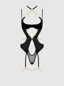 EVANGELINE SATIN & CHAIN HALTER TEDDY