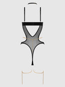 EVANGELINE SATIN & CHAIN HALTER TEDDY