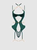 EVANGELINE SATIN & CHAIN HALTER TEDDY