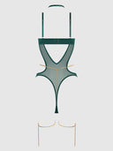 EVANGELINE SATIN & CHAIN HALTER TEDDY