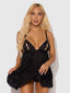 YASMINE SHIMMER MESH O-RING SLIT CUP BABYDOLL SET