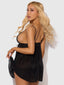 YASMINE SHIMMER MESH O-RING SLIT CUP BABYDOLL SET