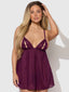 YASMINE SHIMMER MESH O-RING SLIT CUP BABYDOLL SET