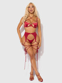 IRYNA SILKY MICRO & ROPE BRA, GARTER & THONG SET