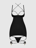 IRYNA SILKY MICRO & ROPE OPEN BACK CHEMISE & G-STRING SET