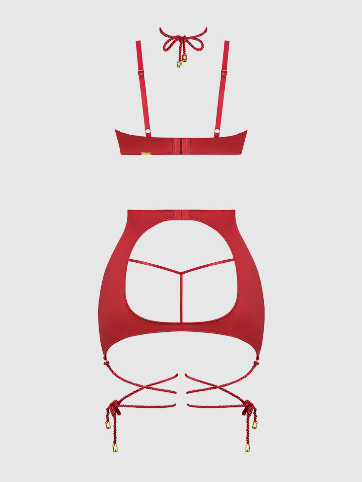 IRYNA SILKY MICRO & ROPE OPEN BACK CHEMISE & G-STRING SET